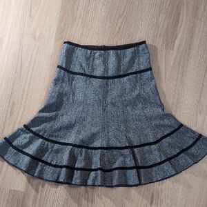 Gray A-Line Ruffled Knee-Length Skirt for Work